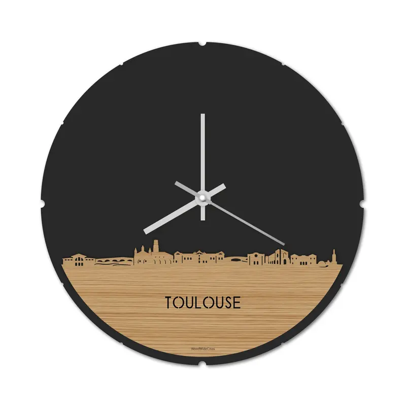 Skyline Klok Rond Toulouse Bamboe