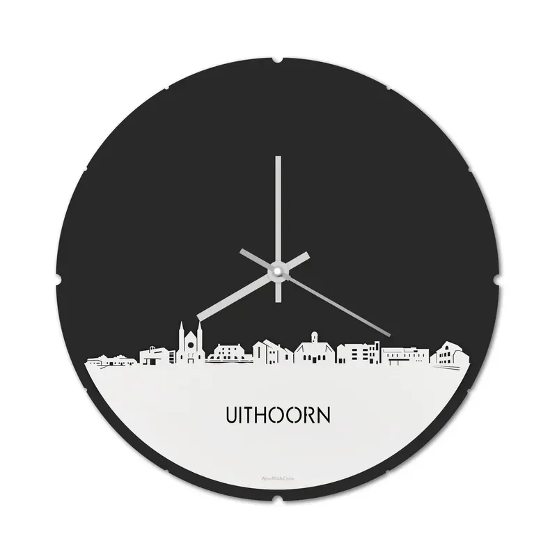 Skyline Klok Rond Uithoorn Wit Glanzend
