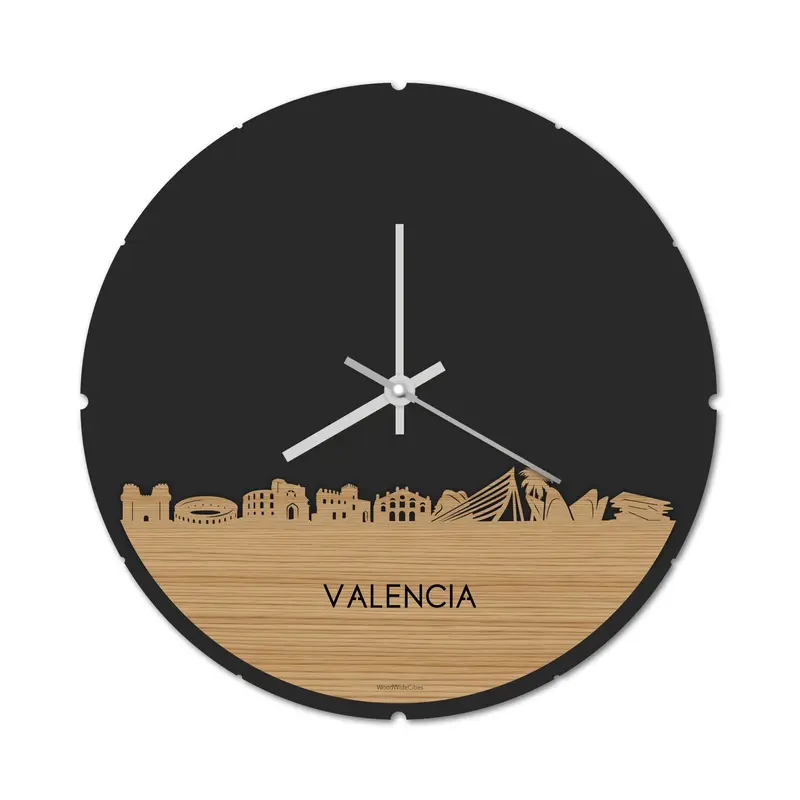 Skyline Klok Rond Valencia Bamboe