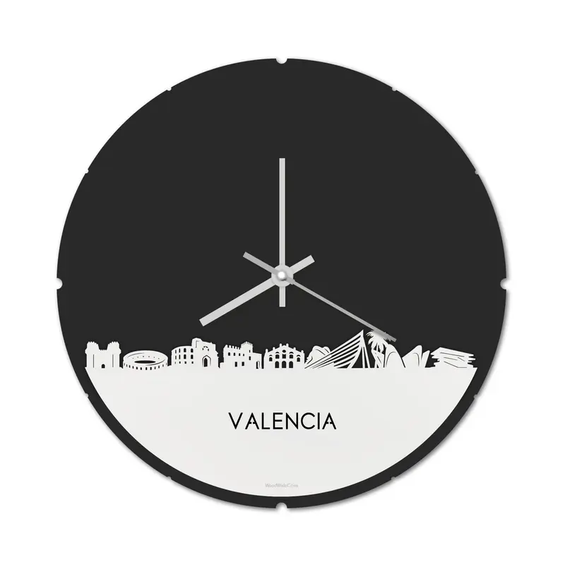 Skyline Klok Rond Valencia Wit Glanzend
