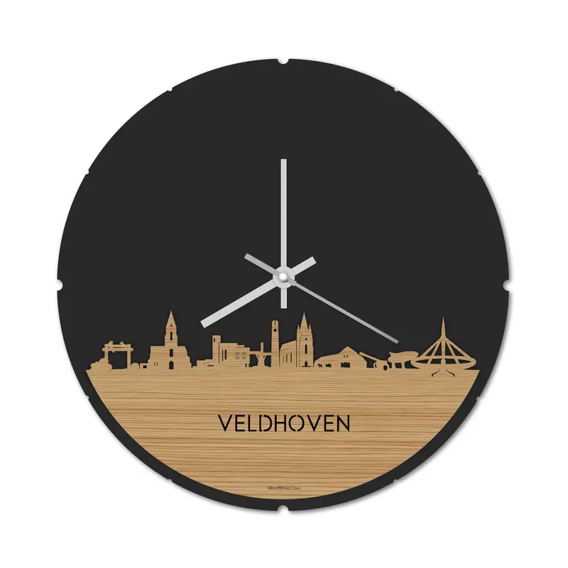 Skyline Klok Rond Veldhoven Bamboe