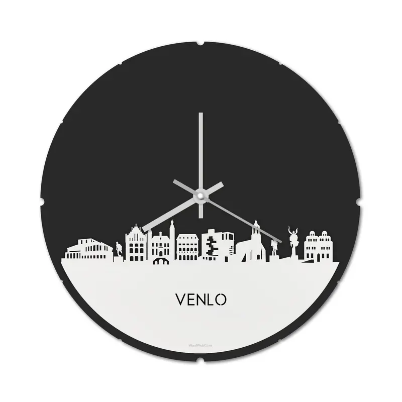 Skyline Klok Rond Venlo Wit Glanzend