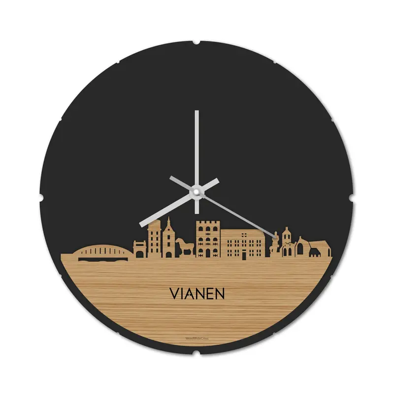 Skyline Klok Rond Vianen Bamboe