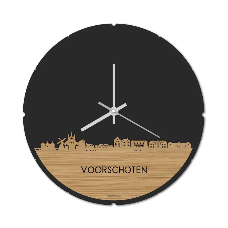Skyline Klok Rond Voorschoten Bamboe