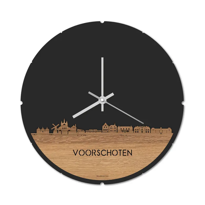 Skyline Klok Rond Voorschoten Eiken