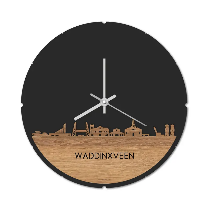 Skyline Klok Rond Waddinxveen Eiken
