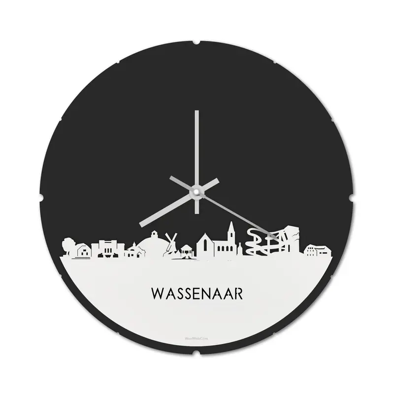 Skyline Klok Rond Wassenaar Wit Glanzend