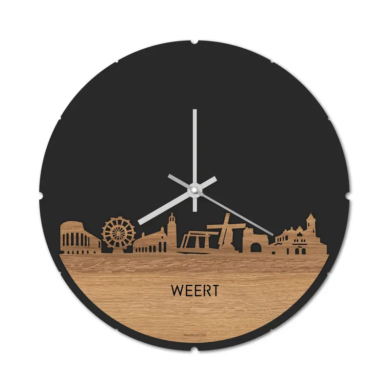 Skyline Klok Rond Weert Eiken