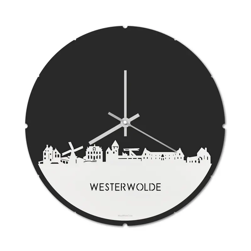 Skyline Klok Rond Westerwolde Wit Glanzend