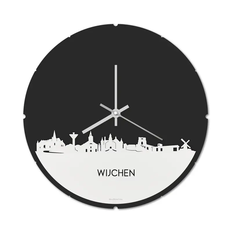 Skyline Klok Rond Wijchen Wit Glanzend