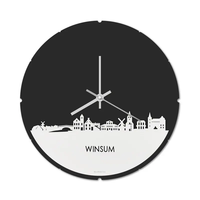 Skyline Klok Rond Winsum Wit Glanzend