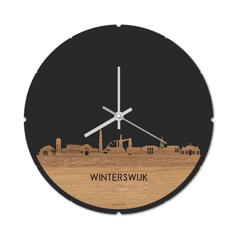 Skyline Klok Rond Winterswijk Eiken