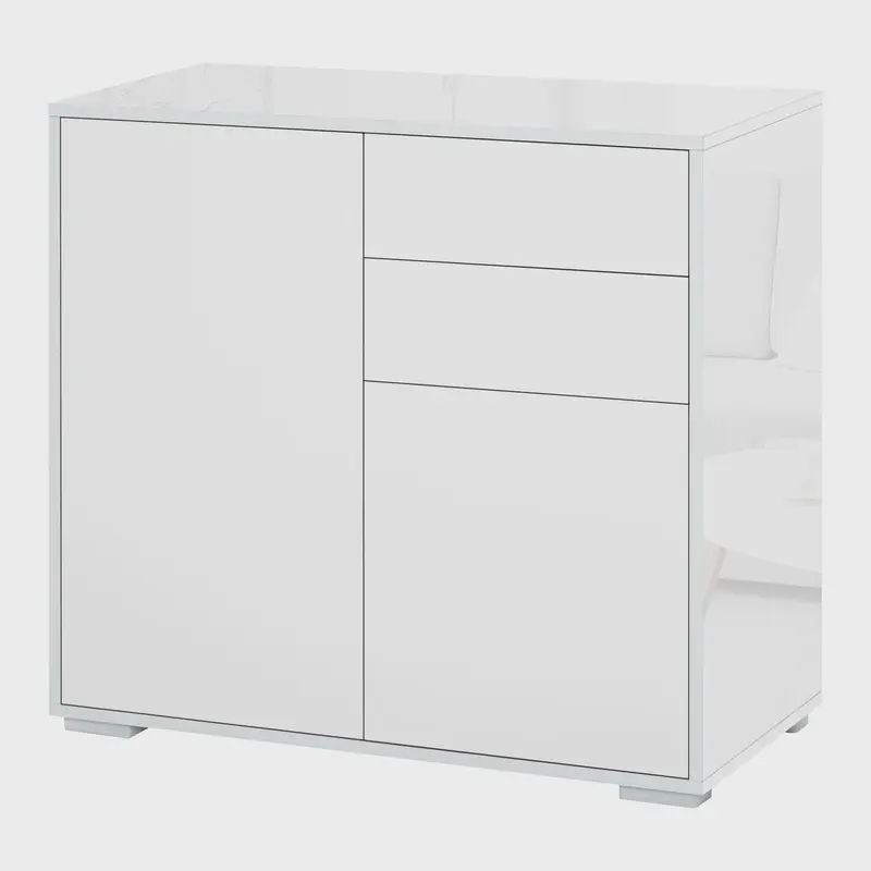 Stijlvolle Witte Buffetkast met 2 Deuren en 2 Lades - Compact en Functioneel