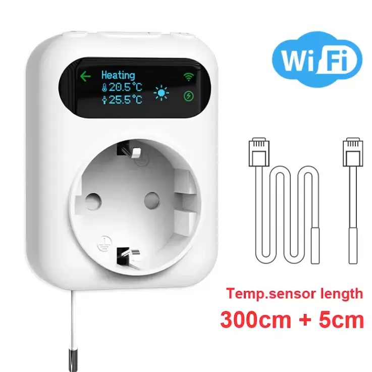WiFi Thermostaat Stopcontact 16A – Slimme Temperatuur Controller met Sensor